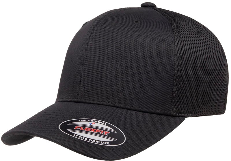 Flexfit Unisex Ultrafibre Airmesh Fitted Trucker Hat, Black, Large-X-Large - Image 1
